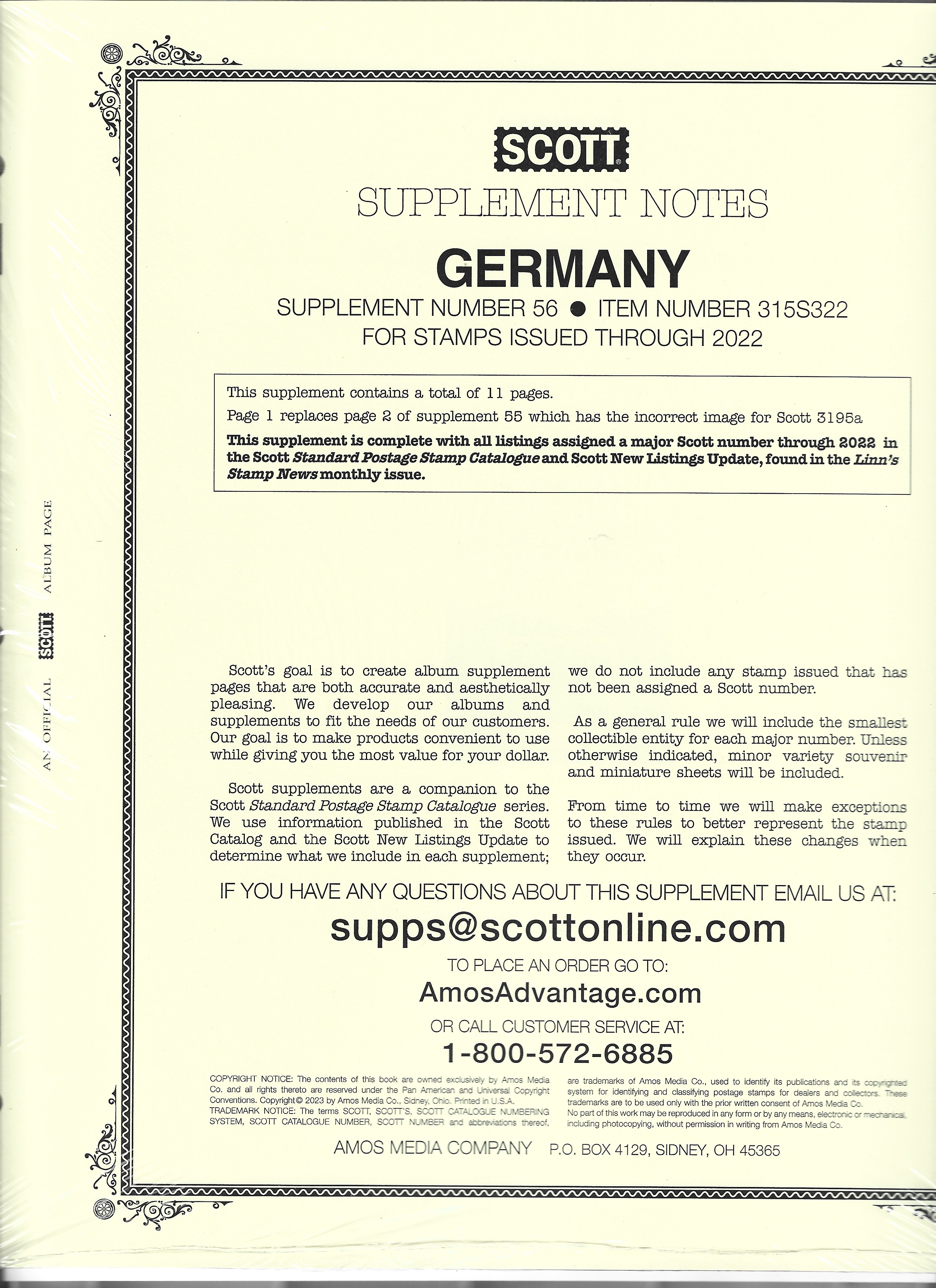 Scott Stamp Album Supplement 100S018 US National